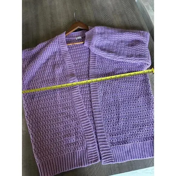 Zyia Active Lilac Petra Chunky Knit Cardigan Puff Sleeves Women’s size Small - Picture 9 of 15